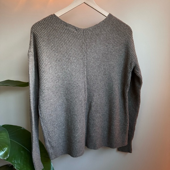 Taupe V-Neck Sweater - Picture 5 of 6